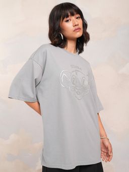 TOKYO TALKIES - Women Grey The Lion King Printed Oversized T-Shirt