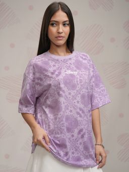 TOKYO TALKIES - Women Wo Lavender Mickey Mouse Psychedelic Oversized T-Shirt