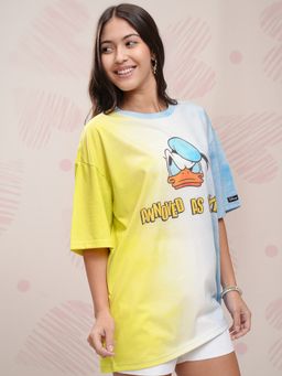 TOKYO TALKIES - Women Yellow Donald Duck Ombre Oversized T-Shirt