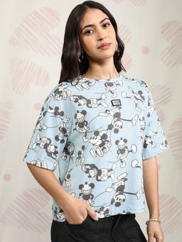 TOKYO TALKIES - Women Disney Mickey Mouse Wo Blue Boxy Fit T-Shirt