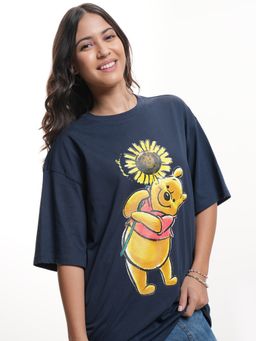 TOKYO TALKIES - Women Navy Blue Winnie The Pooh Oversized T-Shirt