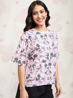TOKYO TALKIES - Women Disney Mickey Mouse Wo Pink Boxy Fit T-Shirt