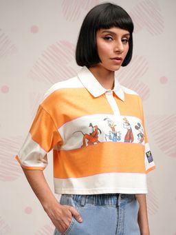 TOKYO TALKIES - Women Orange Mickey and Friends Crop T-Shirt