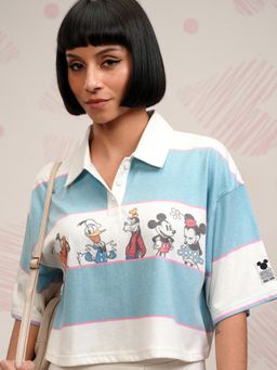 TOKYO TALKIES - Women Blue Mickey and Friends Crop T-Shirt
