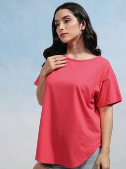 TOKYO TALKIES - Women Pink Half Sleeve Round Neck T-Shirt