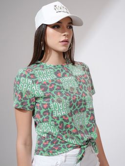 TOKYO TALKIES - Women Green Printed T-shirt
