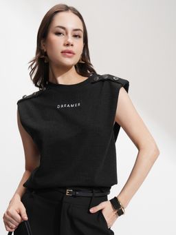 TOKYO TALKIES - Women Street By Solid Round Neck Relaxed Fit T-shirt