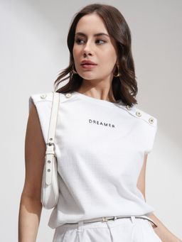 TOKYO TALKIES - Women Street By Solid Round Neck Relaxed Fit T-shirt