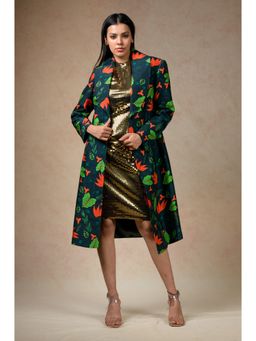 THETAA - Gold Embellished/Sequined Trench Coat with Bodycon Dress (Set of 2)