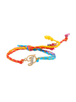Estele - Gold Plated Artistic 'D' Initials Rakhi with Austrian Crystals & Silk Thread