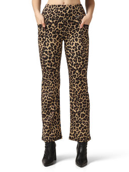 Muscle Torque - High Waist All Day Track Pant-Brown Leopard Print