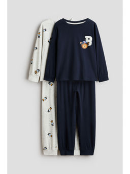H&M - Boys Blue 2-Pack Printed Cotton Pyjamas