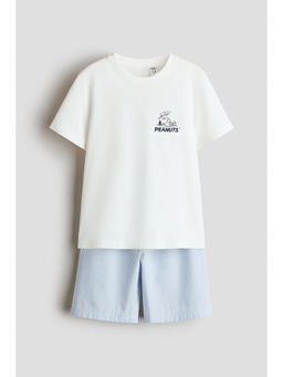 H&M - Boys Blue Print-Motif Cotton Pyjamas
