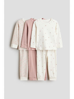 H&M - Girls Pink 3-Pack Cotton Pyjamas