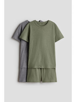 H&M - Boys Green 2-Pack Cotton Pyjamas