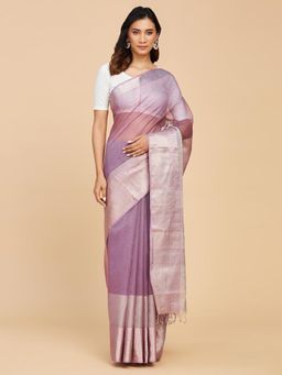 Fabindia - Purple Cotton Silk Woven Sari