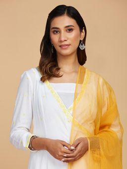 Fabindia - Yellow Cotton Silk Tie and Dye Dupatta