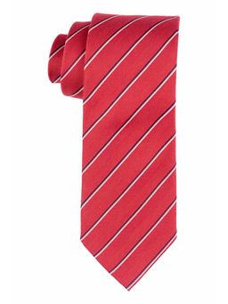 The Tie Hub - Red With Thin Stripes Silk Necktie