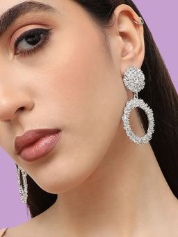 Sohi - Women Silver Plated Designer Stone Party Drop Earring