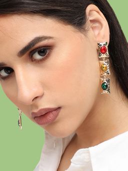 Sohi - Women Gold Plated Designer Stone Party Drop Earring
