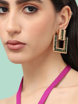 Sohi - Women Gold Plated Designer Stone Party Drop Earring