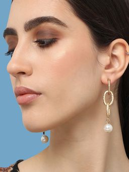 Sohi - Women Gold Plated Pearls Casual Drop Earring
