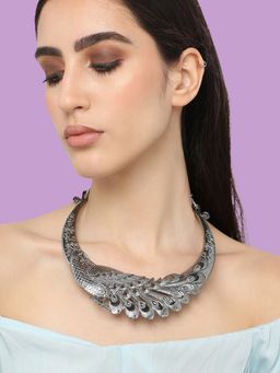 Sohi - Women Silver Plated Designer Stone Party Necklace