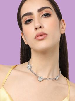 Sohi - Women Silver Plated Designer Stone Casual Necklace