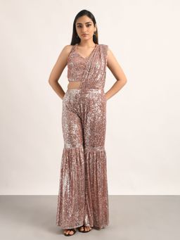 Attic Salt - Pink Sequined Criss- Cross Twinkling Top