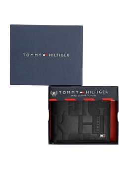 Tommy Hilfiger - Clyde Mens Leather Global Coin Wallet Embossed Black 8903496173055