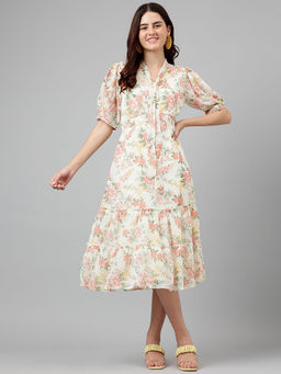 Latin Quarters - Women White Floral Printed Dress