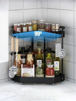 The Better Home - L Corner seasoning rack Twolayer (Black)
