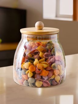 The Better Home - Borosilicate Glass with Bamboo Lid, Amber, 650ml