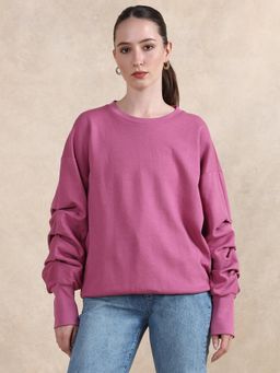 RAREISM - Ruch Dark Pink Relaxed Hip Length Sweatshirt