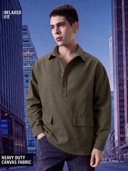 The Souled Store - Solids: Walnut Men Oversized Full Sleeve Polo T-Shirt