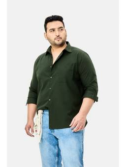 Snitch - Dark Green Solid Full Sleeves Regular Semi Formal Shirt