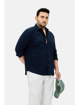 Snitch - Navy Solid Full Sleeves Regular Semi Formal Shirt