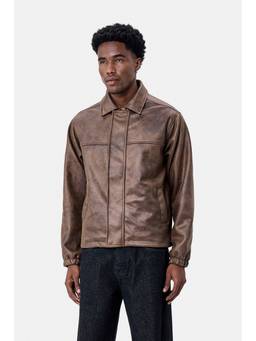 Snitch - Dark Brown Textured Full Sleeves Regular Casual Jacket