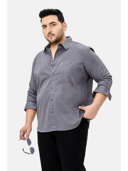 Snitch - Grey Solid Full Sleeves Regular Semi Formal Shirt