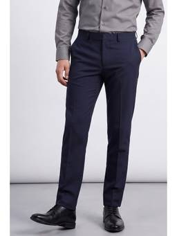 Allen Solly - Men Navy Contemporary Fit Solid Formal Trousers