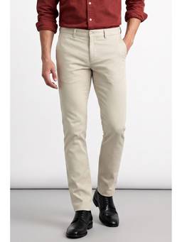 Allen Solly - Men Cream Super Slim Fit Solid Formal Trousers