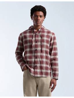 Flying Machine - Men's Plaid Checked Originals Hooded Shirt