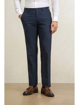 Louis Philippe - Men Navy Regular Fit Solid Formal Trousers