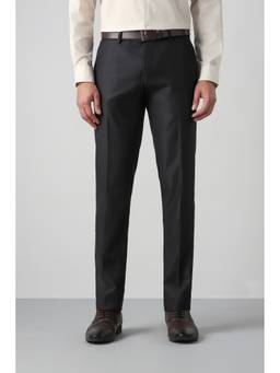 Peter England - Men Black Solid Slim Fit Trousers