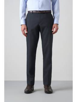 Peter England - Men Navy Solid Slim Fit Trousers