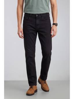 Peter England - Men Black Overdyed Relaxed Fit Jeans