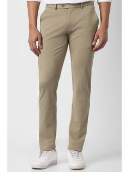 Peter England - Men Beige Textured Trousers