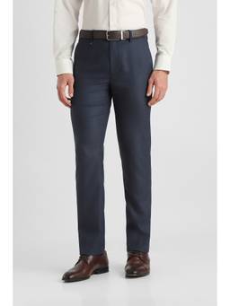 Van Heusen - Men Navy Solid Slim Fit Trousers