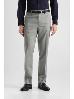 Van Heusen - Men Light Grey Solid Slim Fit Trousers