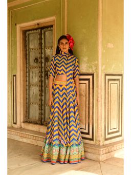 Swati Vijaivargie - Blue Mastani Crop Top & Lehenga (Set of 2)
